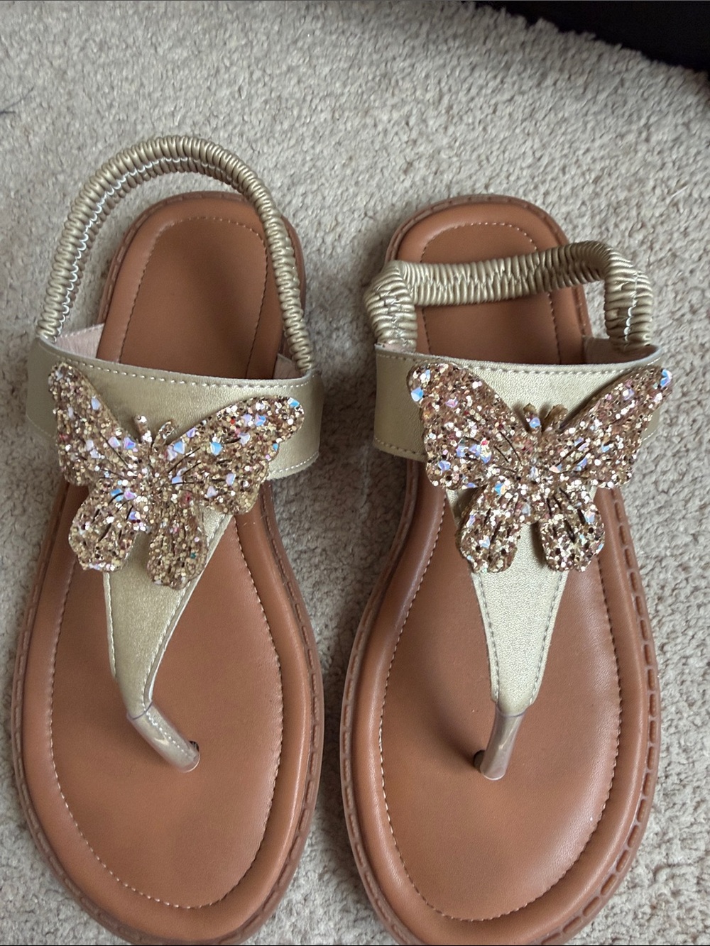 Girl shoe Gold Butterfly Embellished Women’s Sandals size 34